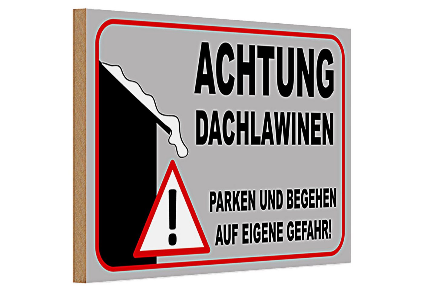 Roomando Holzbild Holzschild 30x20cm Achtung Dachlawinen Gefahr Warnschild von Roomando
