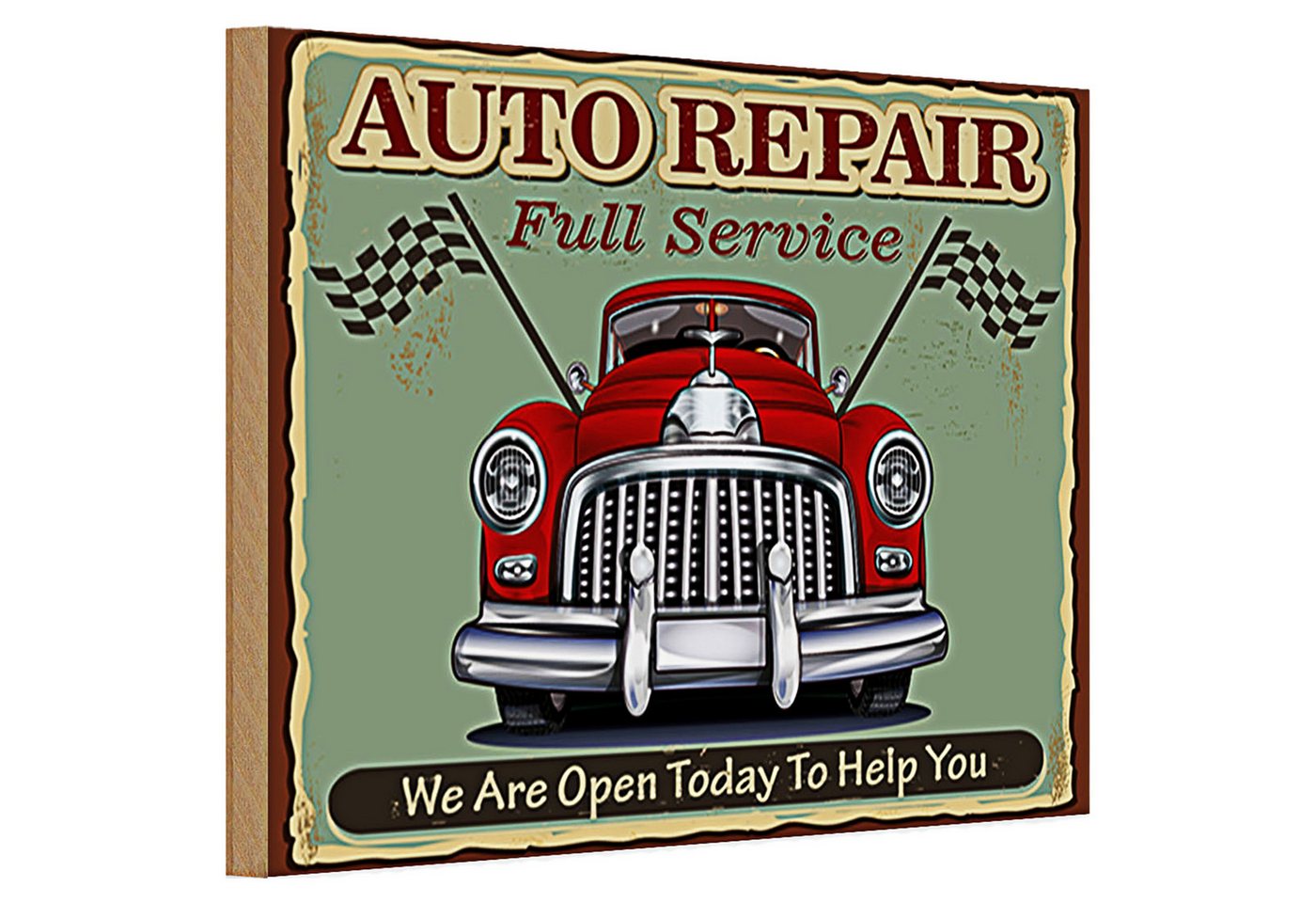 Roomando Holzbild Holzschild Auto repair 30x20cm full Service Retro Roomando Holzbild Holzschild Auto repair 30x20cm full Service Retro von Roomando