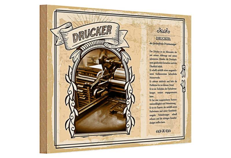 Roomando Holzbild Holzschild Berufe 30x20cm Drucker Printmanager Adlerauge von Roomando