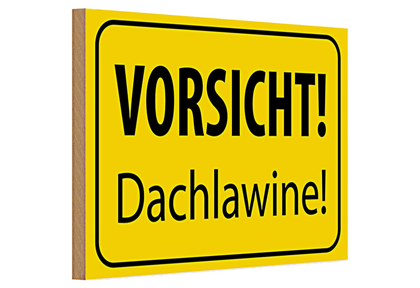 Roomando Holzbild Holzschild Hinweis 30x20cm Vorsicht Dachlawine Warnschild von Roomando