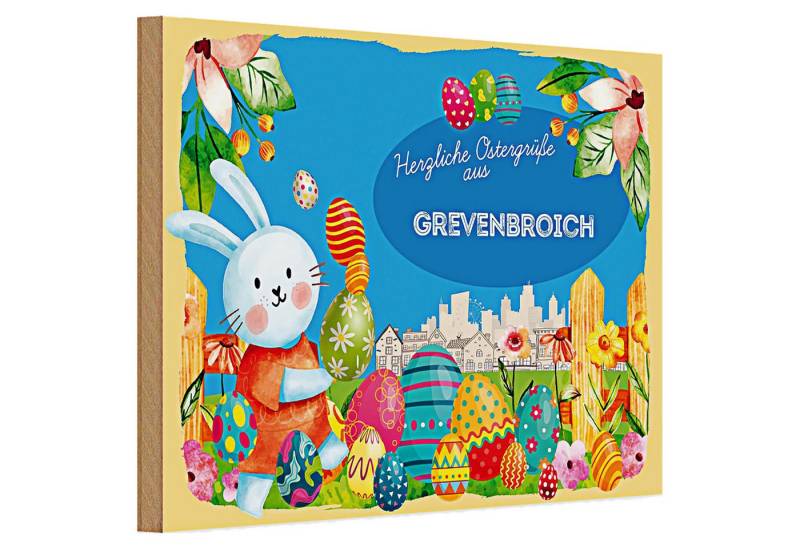 Roomando Holzbild Holzschild Ostern Ostergrüße 30x20cm GREVENBROICH von Roomando