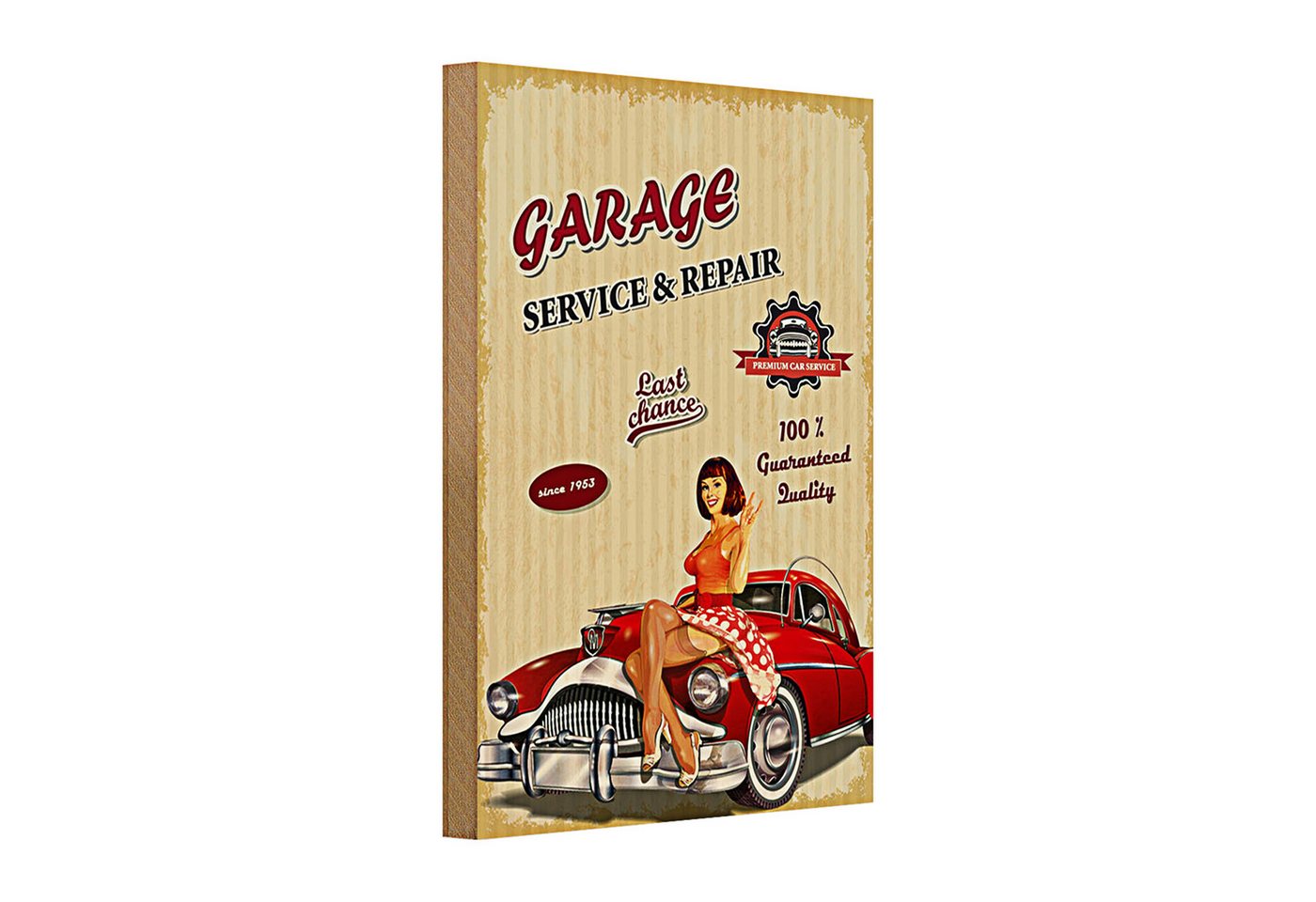 Roomando Holzbild Holzschild Pinup Retro 20x30cm Garage Service Repair Auto Roomando Holzbild Holzschild Pinup Retro 20x30cm Garage Service Repair Auto von Roomando