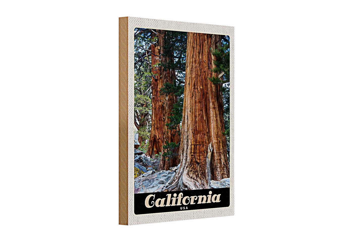 Roomando Holzbild Holzschild Reise 20x30cm California Amerika Natur Wald Bäume Roomando Holzbild Holzschild Reise 20x30cm California Amerika Natur Wald Bäume von Roomando