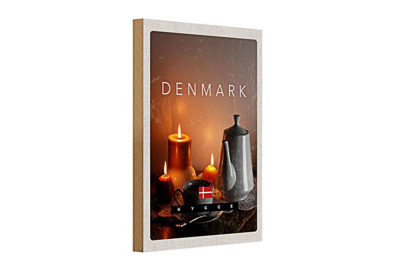 Roomando Holzbild Holzschild Reise 20x30cm Dänemark Teekanne Kerzen Tischdecke von Roomando