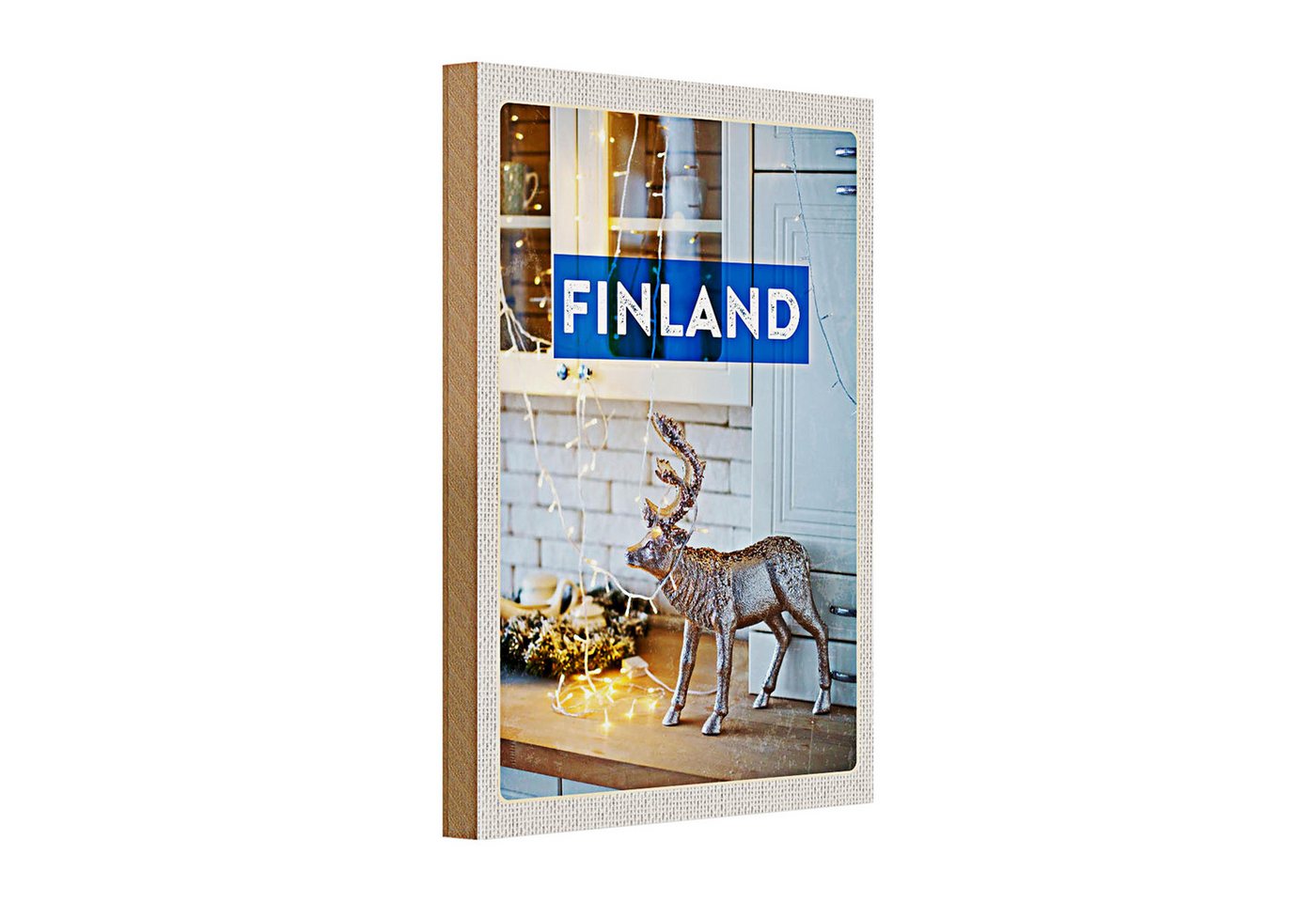 Roomando Holzbild Holzschild Reise 20x30cm Finnland Hirsch Lichterkette Schrank Roomando Holzbild Holzschild Reise 20x30cm Finnland Hirsch Lichterkette Schrank von Roomando