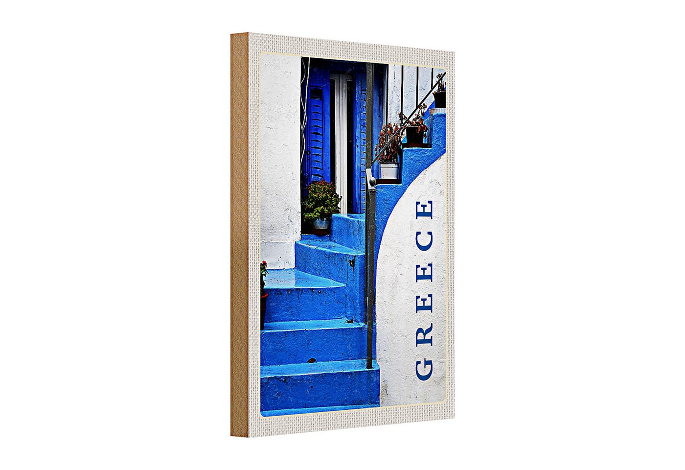 Roomando Holzbild Holzschild Reise 20x30cm Greece Griechenland blaue Treppen Roomando Holzbild Holzschild Reise 20x30cm Greece Griechenland blaue Treppen von Roomando
