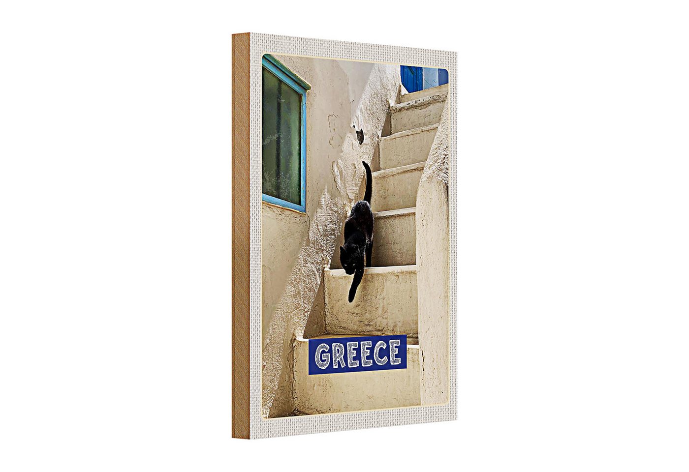 Roomando Holzbild Holzschild Reise 20x30cm Greece Griechenland weiße Treppe Katze Roomando Holzbild Holzschild Reise 20x30cm Greece Griechenland weiße Treppe Katze von Roomando