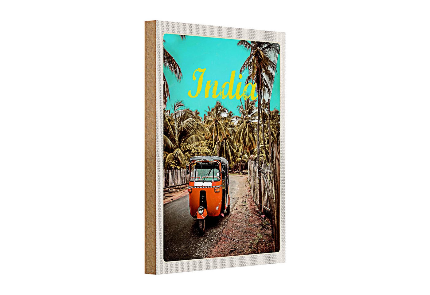 Roomando Holzbild Holzschild Reise 20x30cm Indien Straße Tuk Tuk Taxi Asien Roomando Holzbild Holzschild Reise 20x30cm Indien Straße Tuk Tuk Taxi Asien von Roomando