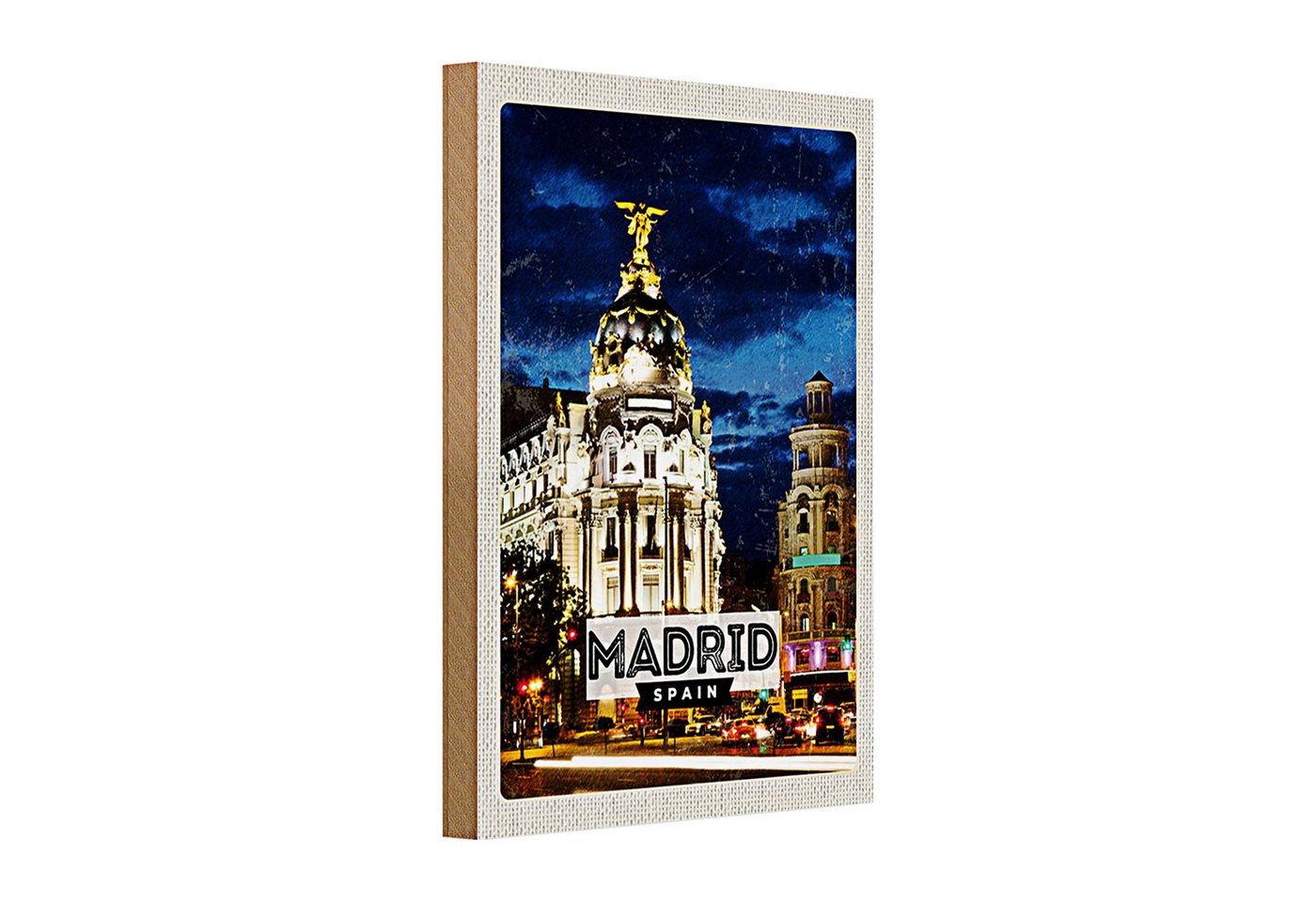 Roomando Holzbild Holzschild Reise 20x30cm Madrid Spain Retro Nacht Poster Roomando Holzbild Holzschild Reise 20x30cm Madrid Spain Retro Nacht Poster von Roomando
