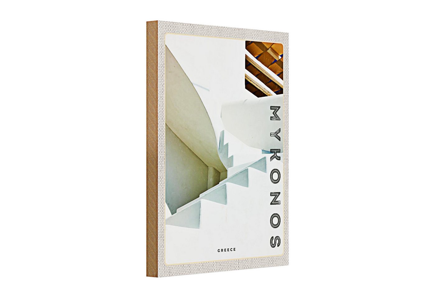 Roomando Holzbild Holzschild Reise 20x30cm Mykonos Griechenland weiße Treppen Roomando Holzbild Holzschild Reise 20x30cm Mykonos Griechenland weiße Treppen von Roomando