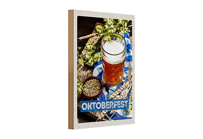 Roomando Holzbild Holzschild Reise 20x30cm Oktoberfesz Bier Glas Weizen Holz von Roomando