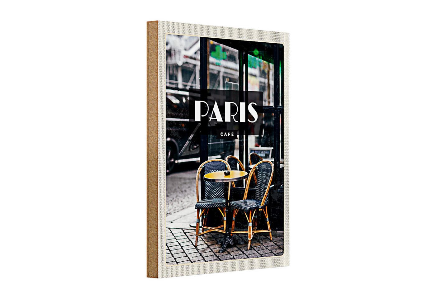 Roomando Holzbild Holzschild Reise 20x30cm Paris Cafe Retro Reiseziel Poster Roomando Holzbild Holzschild Reise 20x30cm Paris Cafe Retro Reiseziel Poster von Roomando