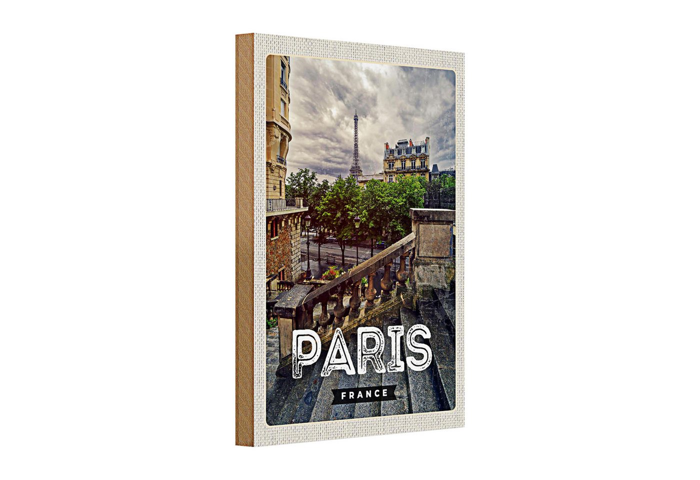 Roomando Holzbild Holzschild Reise 20x30cm Paris Frankreich Eiffelturm Treppe Schild Roomando Holzbild Holzschild Reise 20x30cm Paris Frankreich Eiffelturm Treppe Schild von Roomando