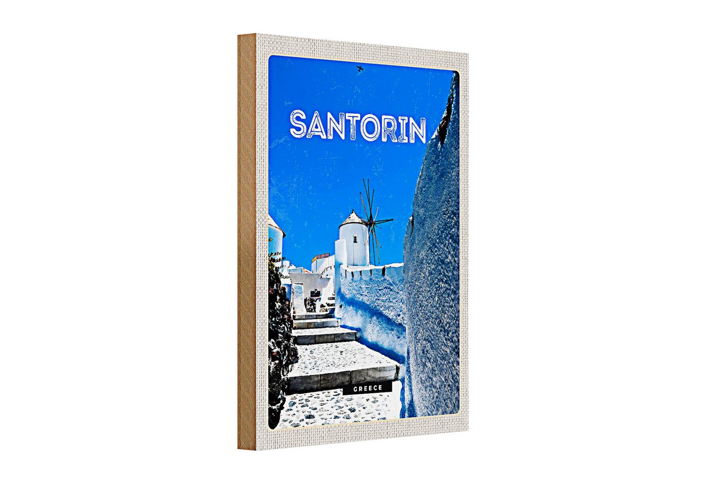 Roomando Holzbild Holzschild Reise 20x30cm Santorini Griechenland weiße Treppen Roomando Holzbild Holzschild Reise 20x30cm Santorini Griechenland weiße Treppen von Roomando