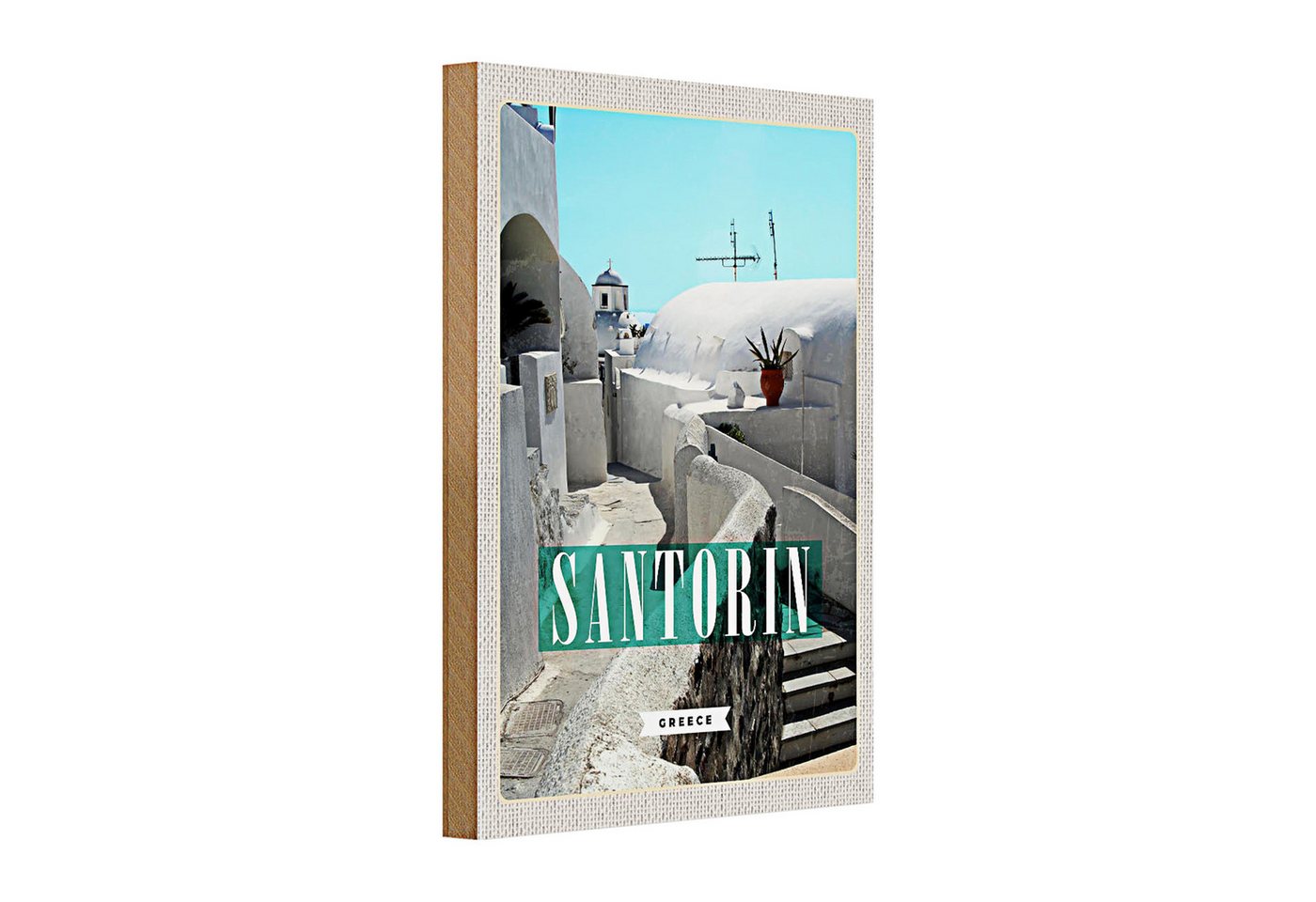 Roomando Holzbild Holzschild Reise 20x30cm Santorini Stadt weiße Gebäude Treppen Roomando Holzbild Holzschild Reise 20x30cm Santorini Stadt weiße Gebäude Treppen von Roomando
