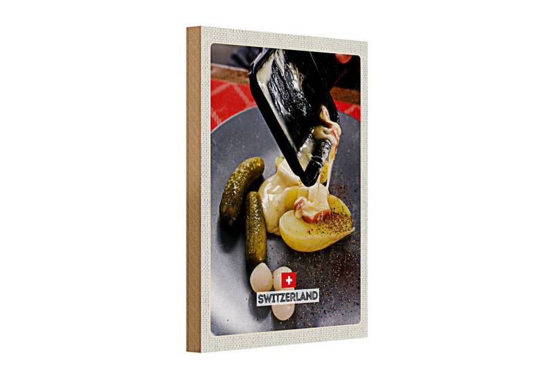 Roomando Holzbild Holzschild Reise 20x30cm Schweiz Raclette Europäische Gerichte von Roomando