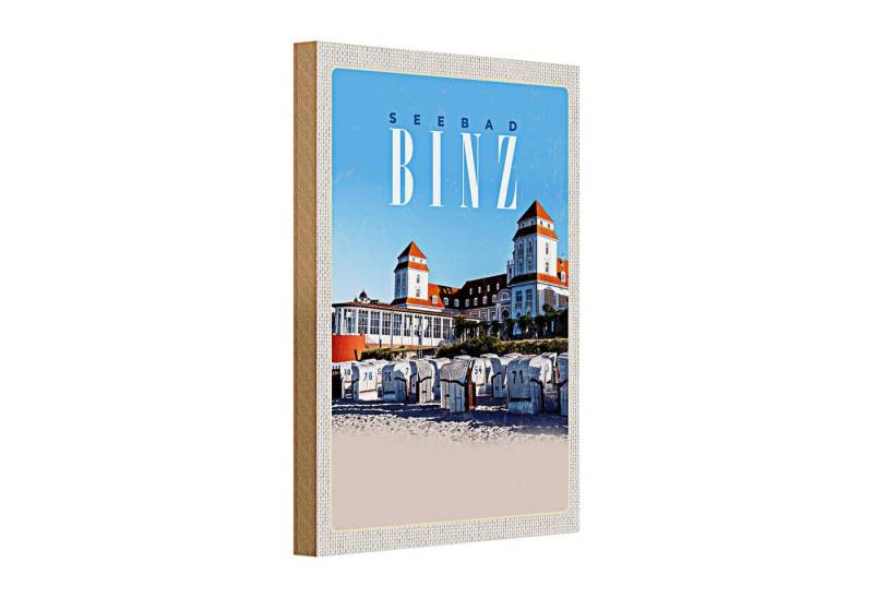 Roomando Holzbild Holzschild Reise 20x30cm Seebad Binz Strandkörbe Strand Urlaub von Roomando