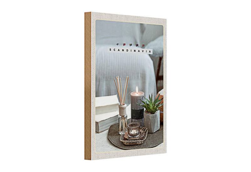 Roomando Holzbild Holzschild Reise 20x30cm Skandinawien Kerze Vase Tischdecke von Roomando