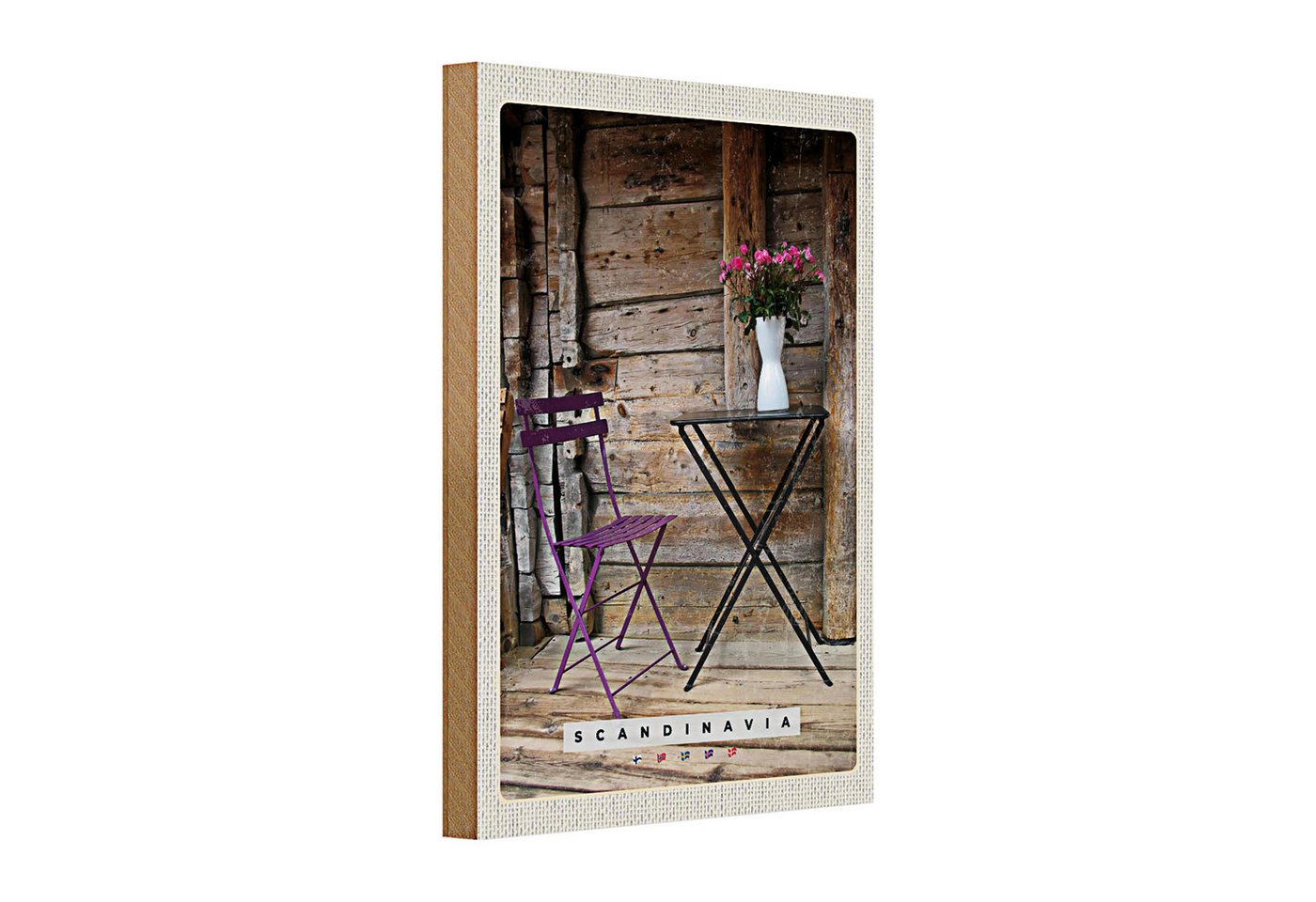 Roomando Holzbild Holzschild Reise 20x30cm Skandinawien Terasse Stuhl Tisch Blume Roomando Holzbild Holzschild Reise 20x30cm Skandinawien Terasse Stuhl Tisch Blume von Roomando