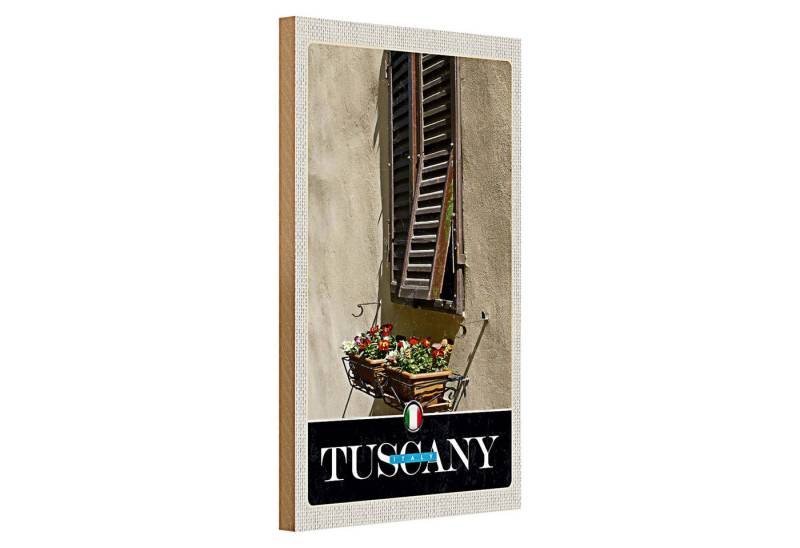 Roomando Holzbild Holzschild Reise 20x30cm Toskana Italien Fenster Blumen Schild von Roomando
