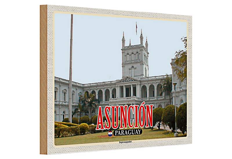 Roomando Holzbild Holzschild Reise 30x20cm Asuncion Paraguay Regierungspalast von Roomando