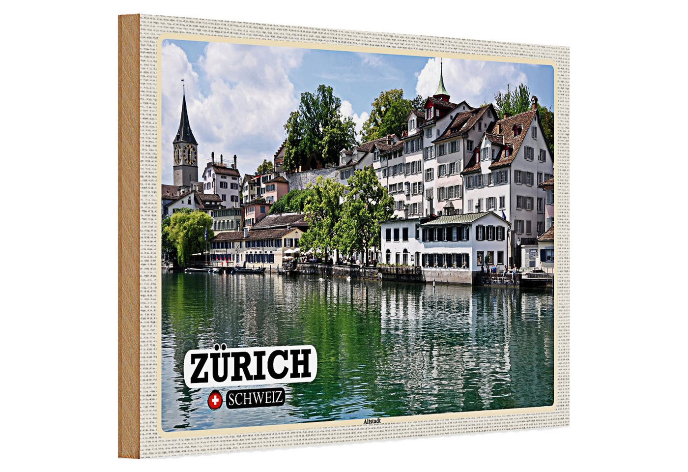 Roomando Holzbild Holzschild Reise Zürich Schweiz Altstadt Fluss 30x20cm Roomando Holzbild Holzschild Reise Zürich Schweiz Altstadt Fluss 30x20cm von Roomando