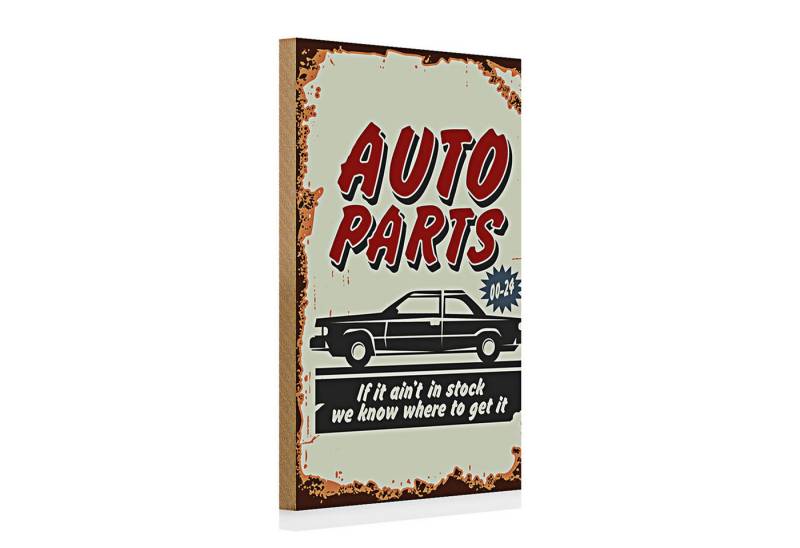 Roomando Holzbild Holzschild Retro 20x30cm Auto Parts Teile Service von Roomando