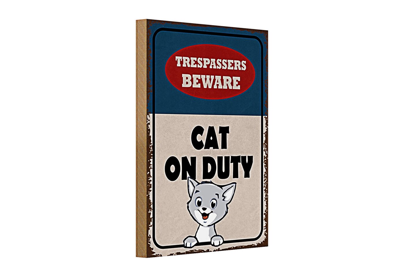 Roomando Holzbild Holzschild Spruch 20x30cm trespassers beware cat on duty Roomando Holzbild Holzschild Spruch 20x30cm trespassers beware cat on duty von Roomando