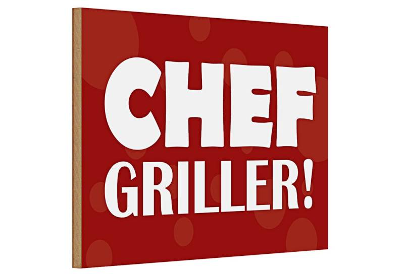 Roomando Holzbild Holzschild Spruch 30x20cm Chef Griller BBQ Grill von Roomando