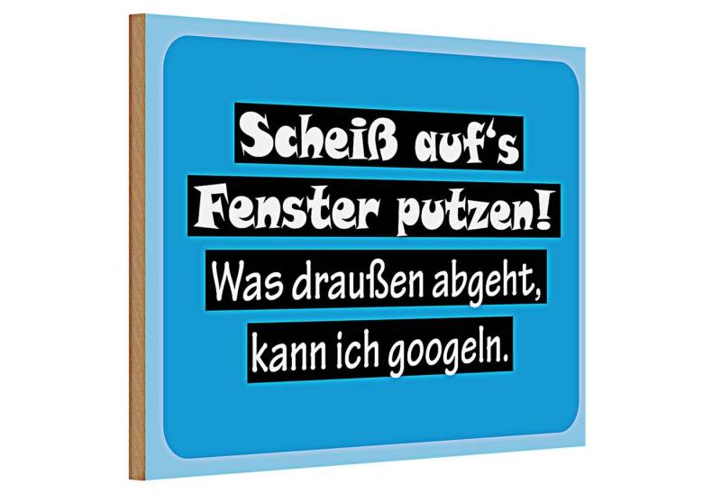 Roomando Holzbild Holzschild Spruch 30x20cm Scheiß aufs Fenster putzen von Roomando