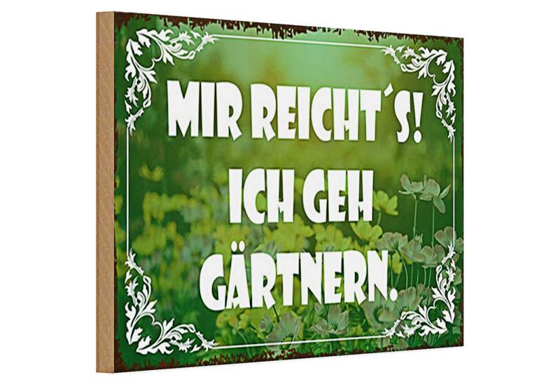 Roomando Holzbild Holzschild Spruch 30x20cm mir reicht`s ich geh gärtnern grünes Schild von Roomando