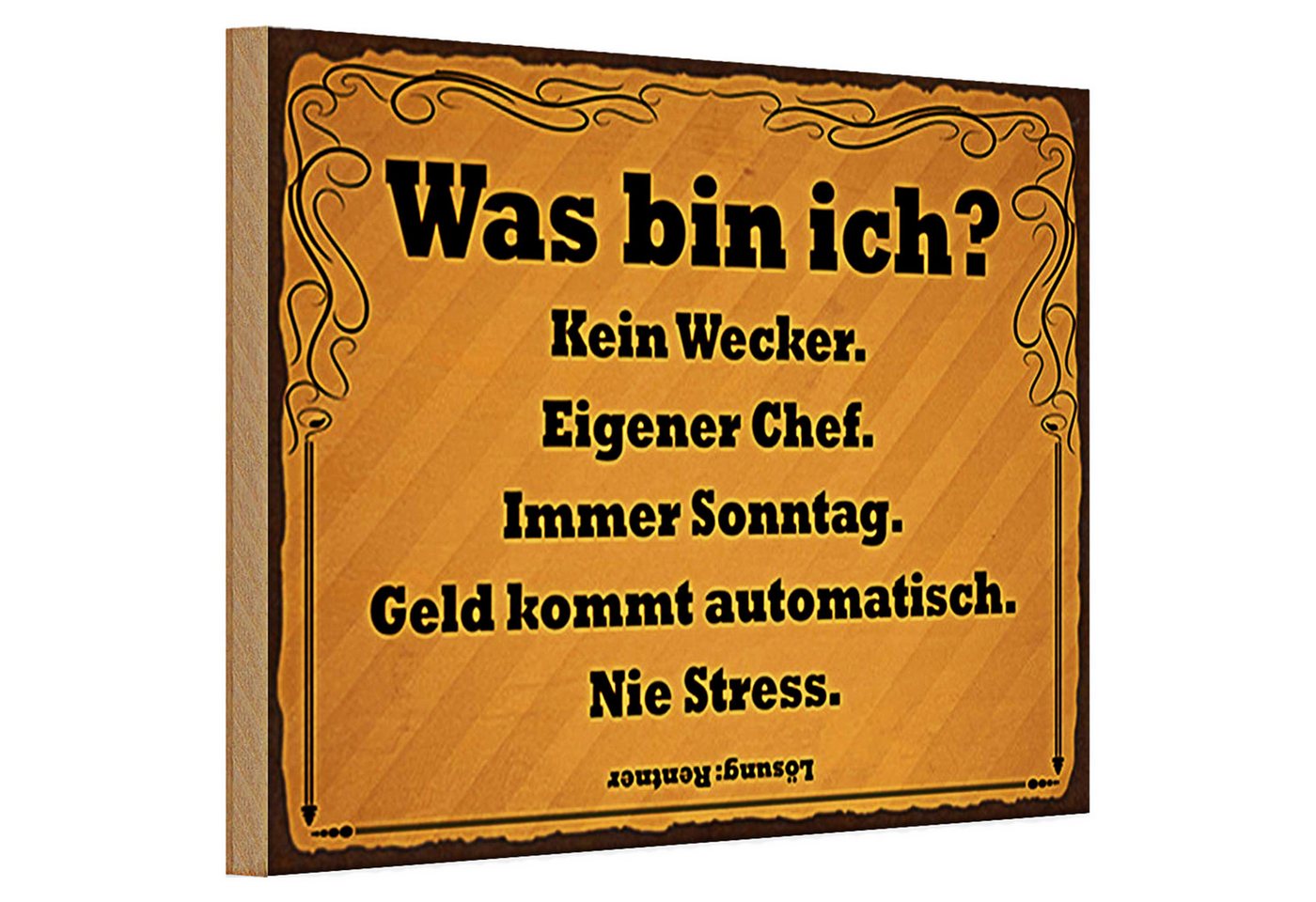 Roomando Holzbild Holzschild Spruch 30x20cm was bin ich kein Wecker von Roomando