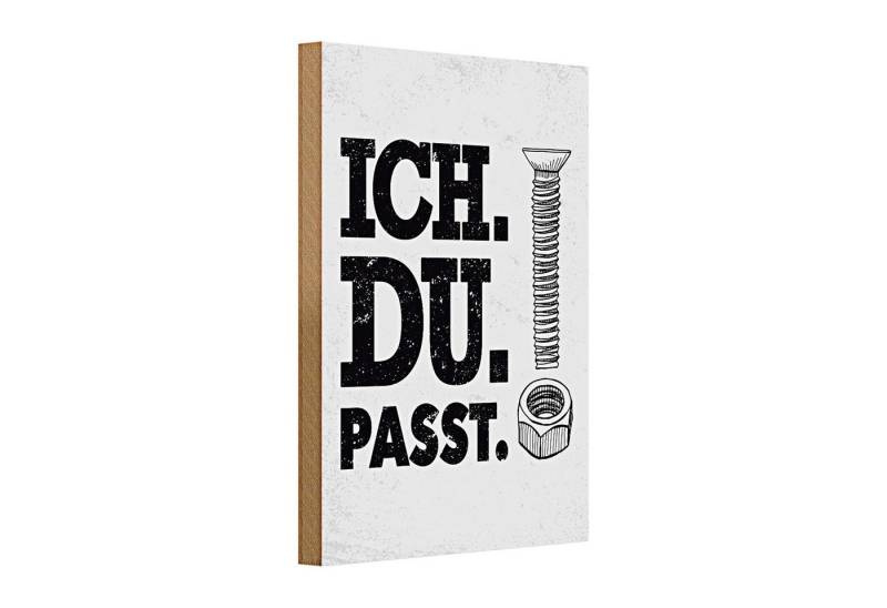 Roomando Holzbild Holzschild Spruch Ich Du Passt Schraube Mutter 20x30cm von Roomando