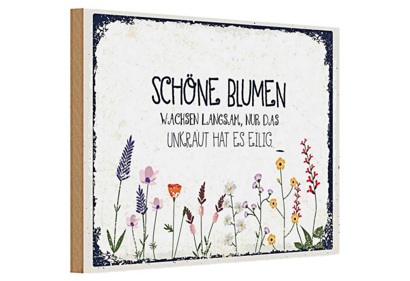 Roomando Holzbild Holzschild Spruch schöne Blumen wachsen langsam 30x20cm von Roomando