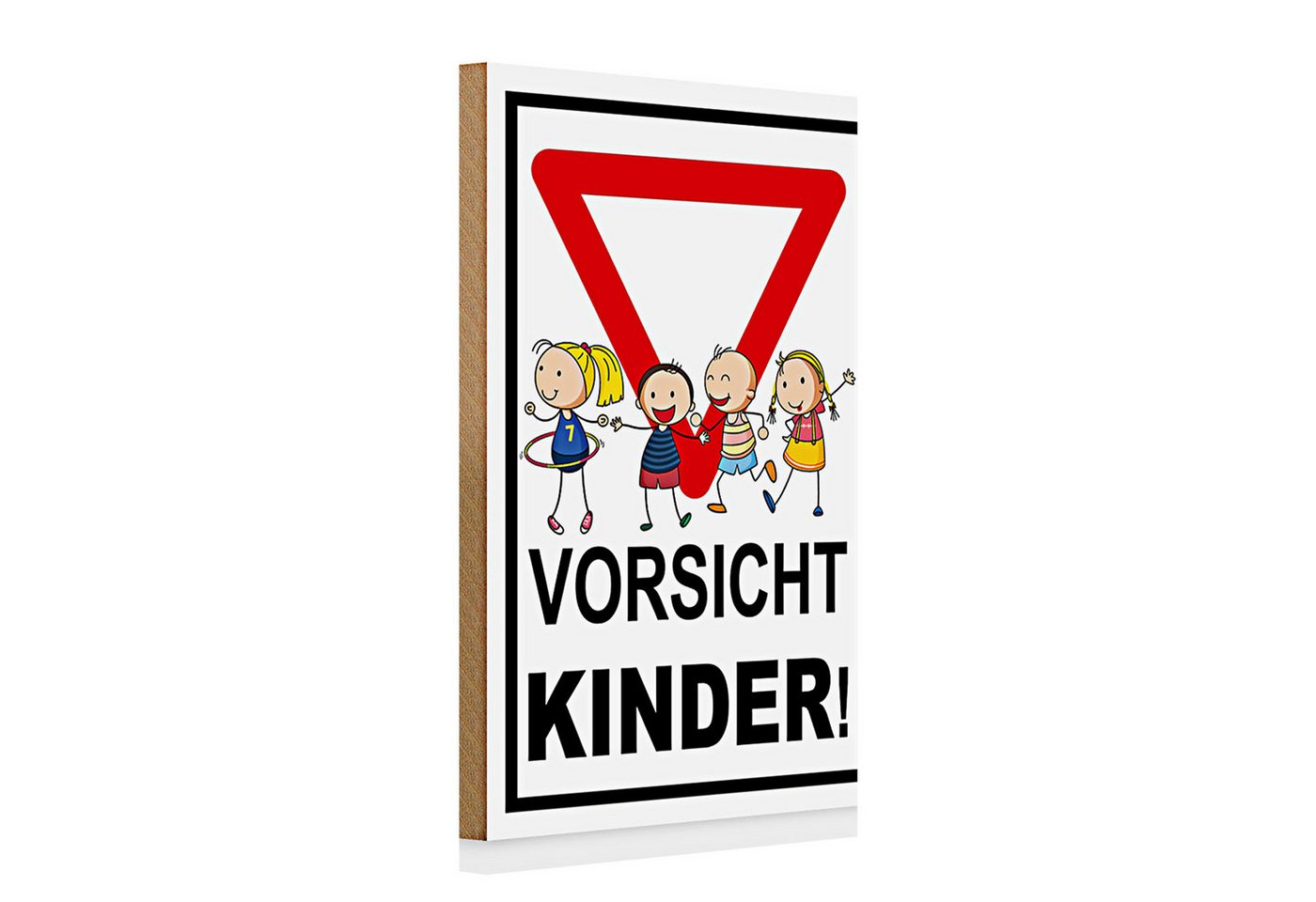 Roomando Holzbild Holzschild Warnschild 20x30cm Vorsicht Kinder von Roomando