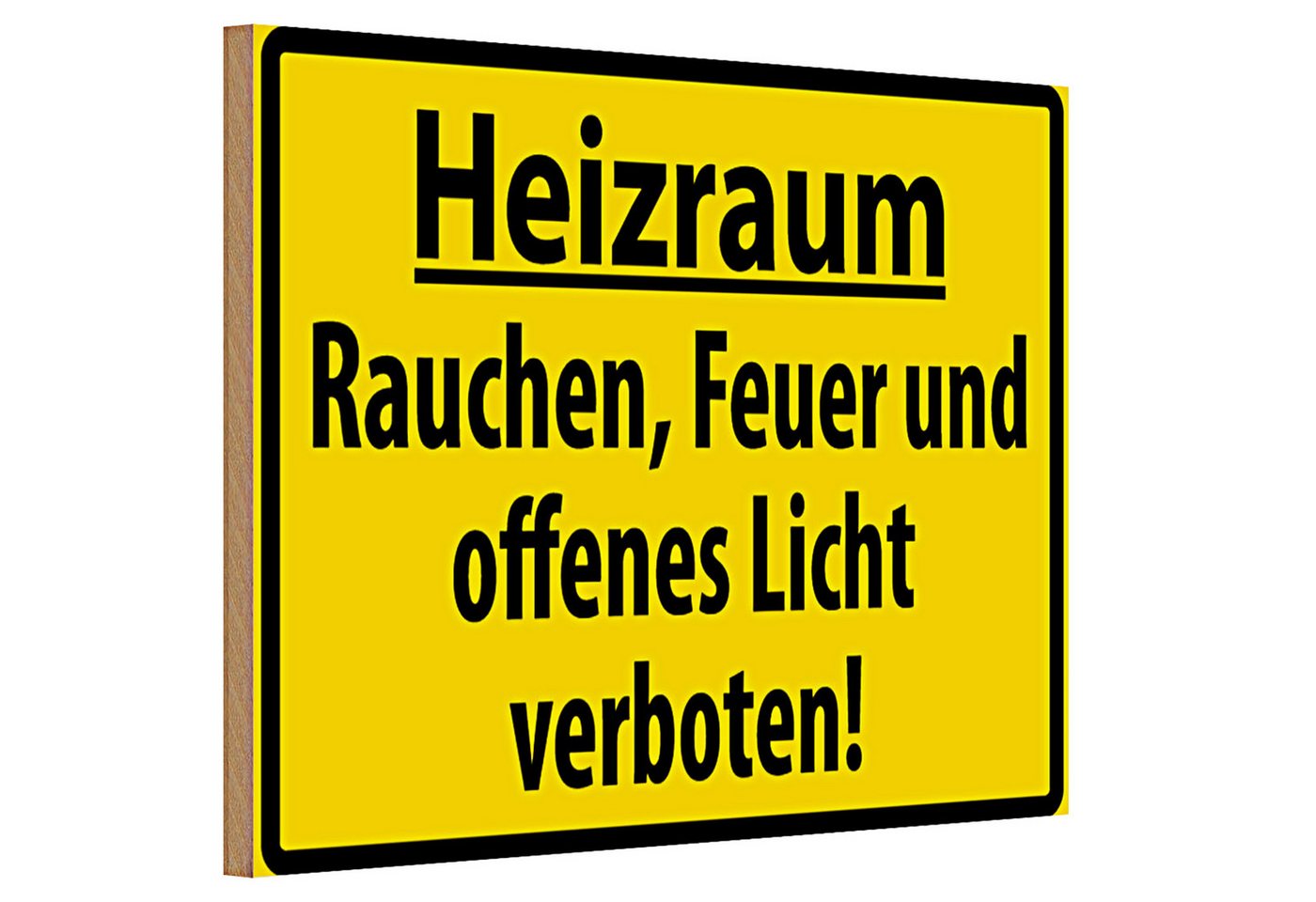 Roomando Holzbild Holzschild Warnschild 30x20cm Heizraum Rauchen verboten von Roomando