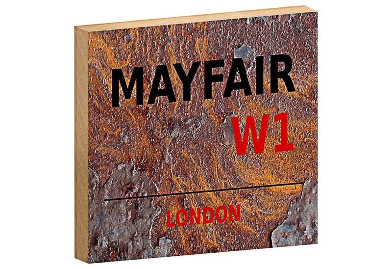 Roomando Holzbild London 18x12cm Mayfair W1 Wanddeko von Roomando