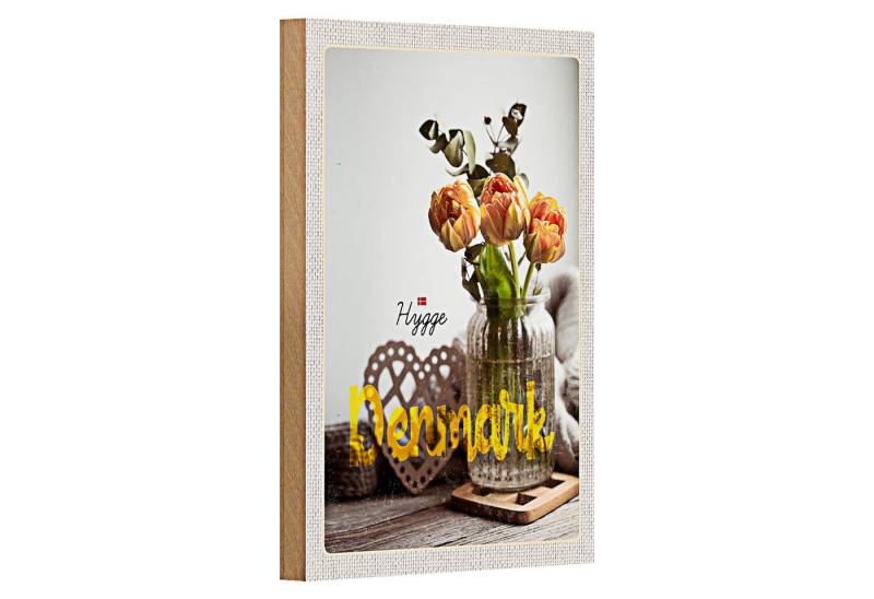 Roomando Holzbild Reise 12x18cm Dänemark Kopenhagen Blume Natur Vase von Roomando