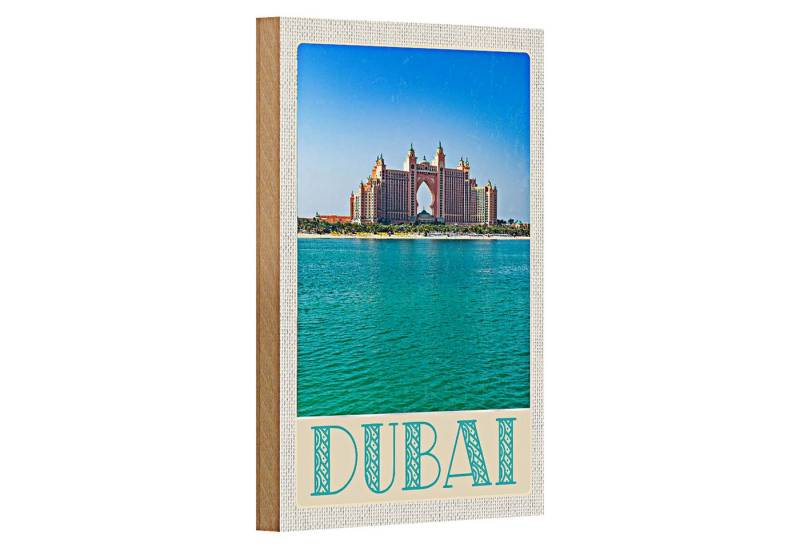 Roomando Holzbild Reise 12x18cm Dubai Strand Meer Moschee Sonne von Roomando