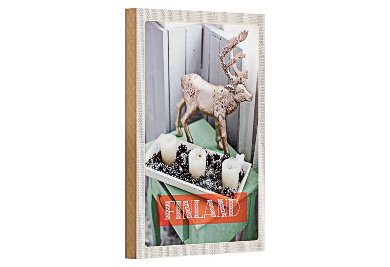 Roomando Holzbild Reise 12x18cm Finnland Hirsch Adventsteller von Roomando