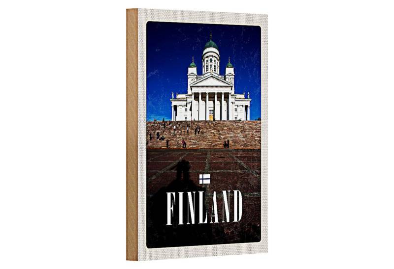 Roomando Holzbild Reise 12x18cm Finnland Kirche Treppe Architektur von Roomando