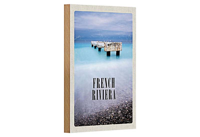 Roomando Holzbild Reise 12x18cm French Riviera Urlaub Poster Retro von Roomando