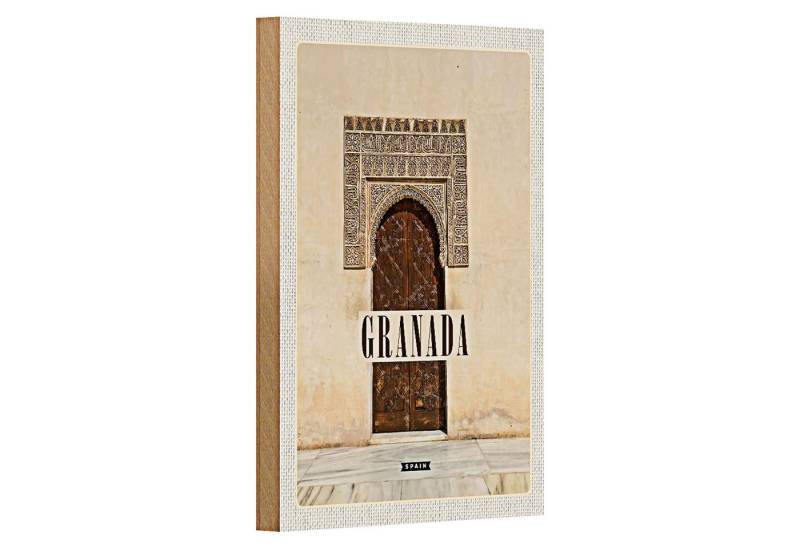 Roomando Holzbild Reise 12x18cm Granada Spain Tourismus Poster von Roomando