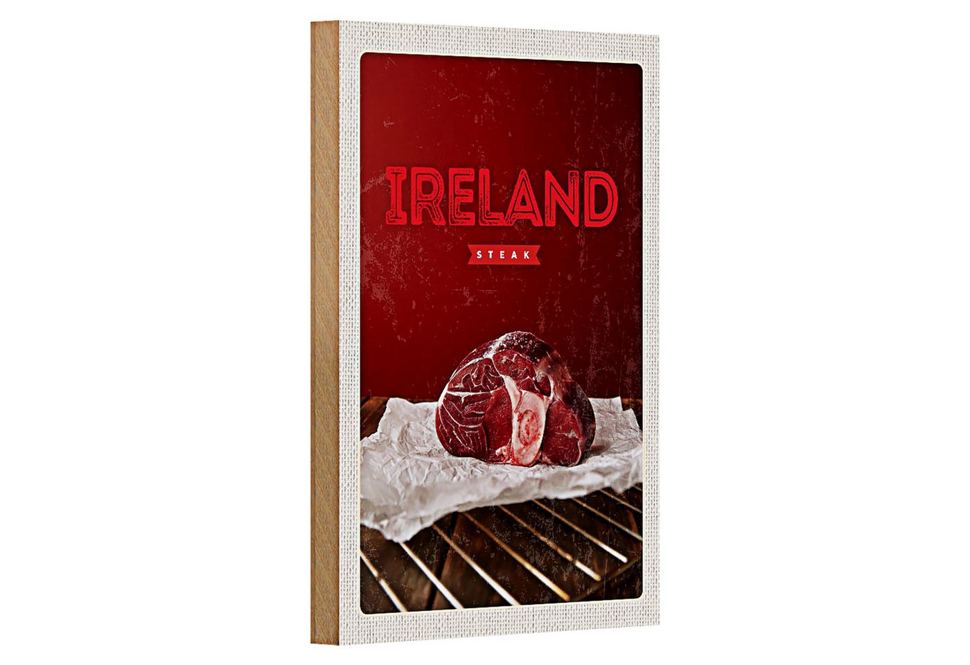 Roomando Holzbild Reise 12x18cm Irland bestes rotes Steak im Ofen Roomando Holzbild Reise 12x18cm Irland bestes rotes Steak im Ofen von Roomando