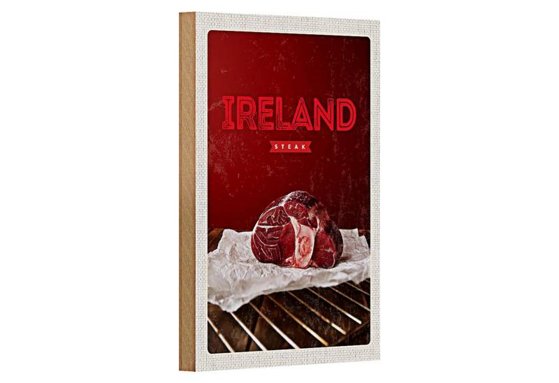 Roomando Holzbild Reise 12x18cm Irland bestes rotes Steak im Ofen von Roomando
