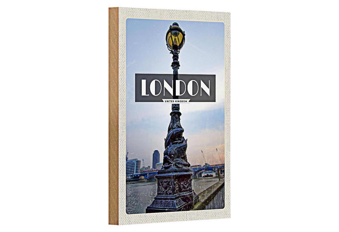 Roomando Holzbild Reise 12x18cm London United Kingdom Retro Poster Roomando Holzbild Reise 12x18cm London United Kingdom Retro Poster von Roomando