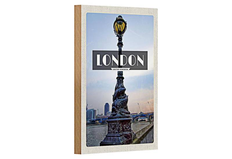 Roomando Holzbild Reise 12x18cm London United Kingdom Retro Poster von Roomando