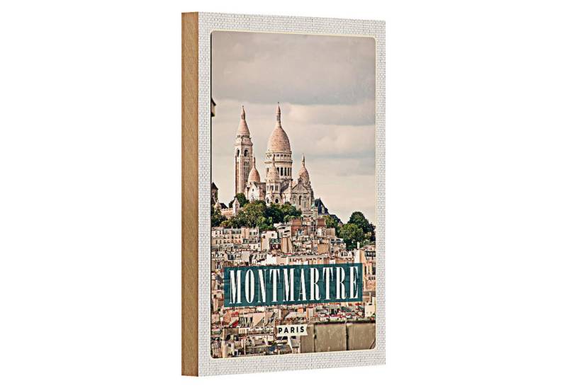 Roomando Holzbild Reise 12x18cm Montamartre Paris Panorama Poster von Roomando