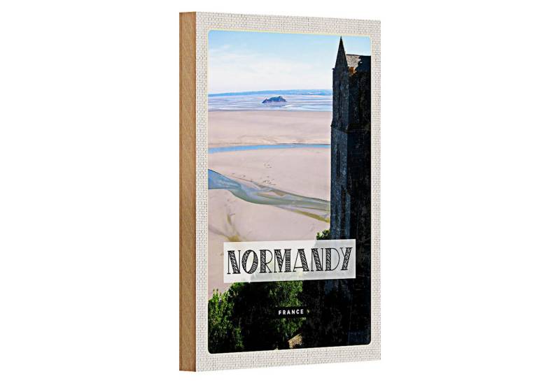 Roomando Holzbild Reise 12x18cm Normandie France Meer Sand Poster von Roomando