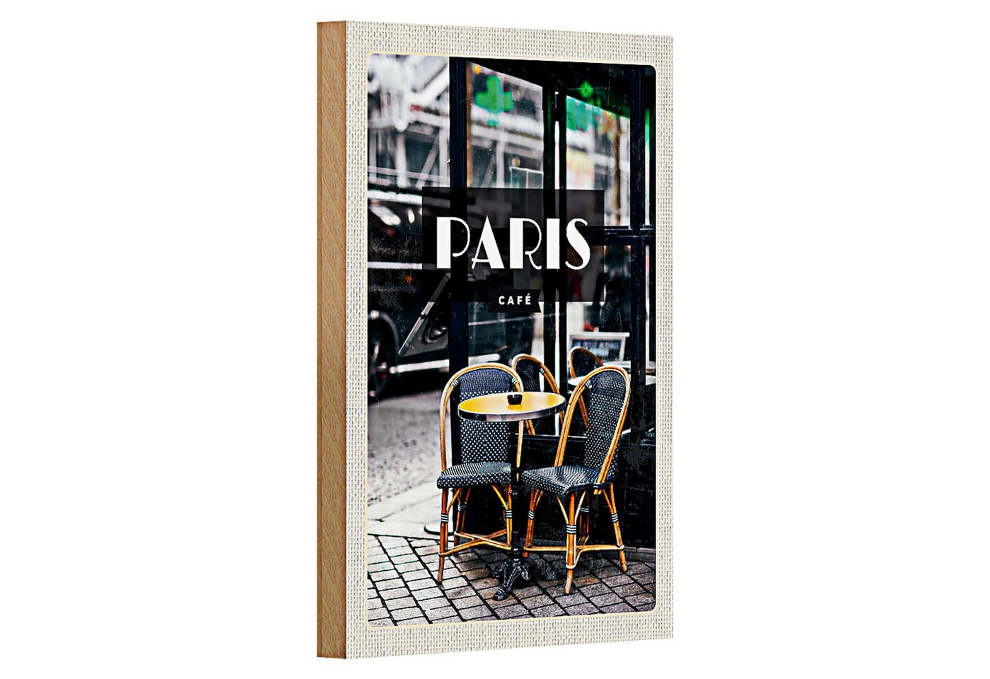 Roomando Holzbild Reise 12x18cm Paris Cafe Retro Reiseziel Poster Roomando Holzbild Reise 12x18cm Paris Cafe Retro Reiseziel Poster von Roomando